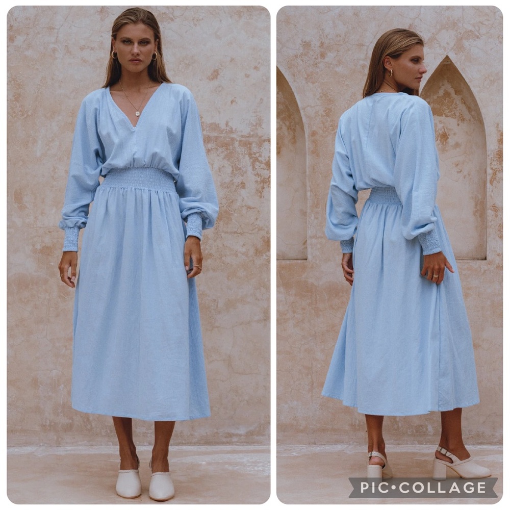 BALI LANE Carla Long Sleeve Linen Dress